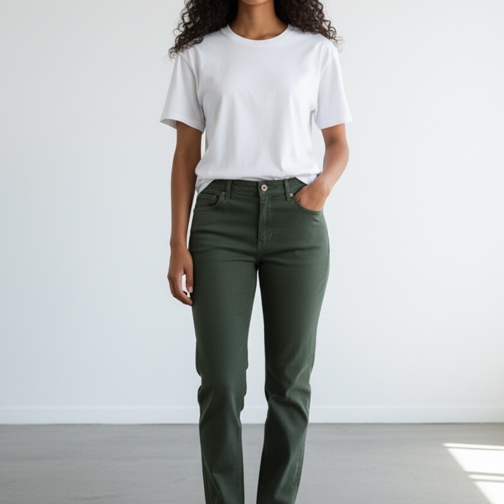 2 LOFT Dark Green Straight Leg Women's Jeans size 2 - Picture 3 of 5